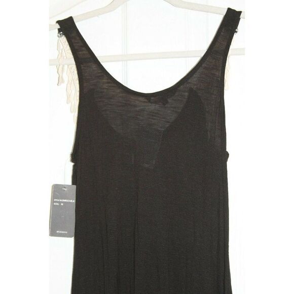 Just Love Maxi Dress Sleeveless Crochet Lace Black Ivory Womens Size M - Picture 6 of 6
